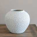 CozyWel White Ceramic Vase Flower Vase, Big Textured Round Vase for Centerpieces, Kitchen, Living Room, Bedroom Decor Gifts