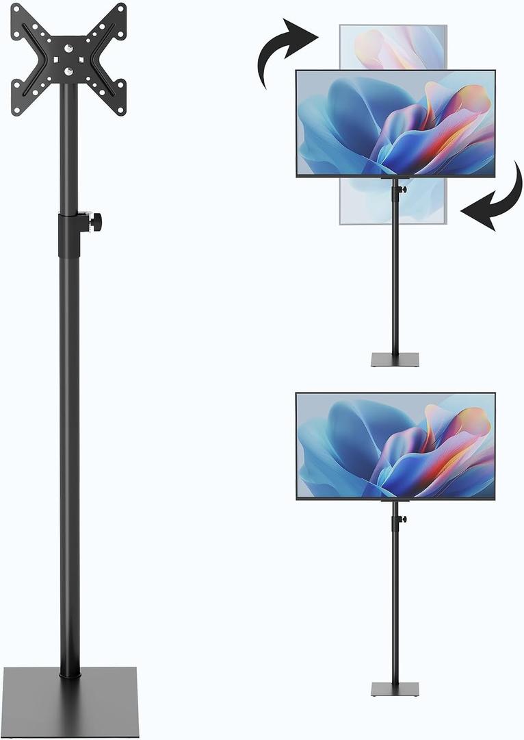 TV Stand with Mount 360 Degree Swivel TV Floor Stand Height Adjustable and Tilt Function Universal Floor TV Stand for 12 to 43 inches Flat Screen or Curved TVs Monitors Display Trolley Stand