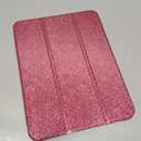 Case for iPad (A16) 11th Generation 11 Inch 2025, iPad 10th Generation 10.9 Inch 2022, Glitter Leather & Shiny Clear TPU Back Cover with Pencil Holder, Support Touch ID, Rosepink