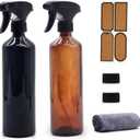 OFFIDIX Glass Spray Bottles for Cleaning,16 OZ 2 Pack Continuous Empty Water Mister Spray Bottles for Hair,Plants Mister,Adjustable Nozzle,Amber and Black
