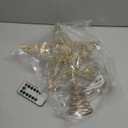 JOIEDOMI 9.5inch Metal Beaded Christmas Star Tree Topper, 20LED Warm White Lights Golden Tree Topper, USB Powered Remote Control for Christmas Tree Decorations Home Holiday Party Indoor Decor