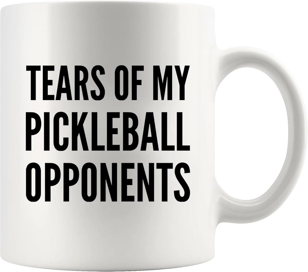 Panvola Tears of My Pickleball Opponents Pickleball Gifts Sports Player Dad Mom Uncle Aunt Boyfriend Girlfriend Coach Gifts Coffee Mug Ceramic Cup Novelty Drinkware (11 oz, White)