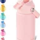 Kerilyn Kids Water Bottle, Stainless Steel Insulated Water Bottle For Kids, School, Boys Girls - Toddler Cup With Straws, Leak-proof, BPA Free, Pink, 12 oz