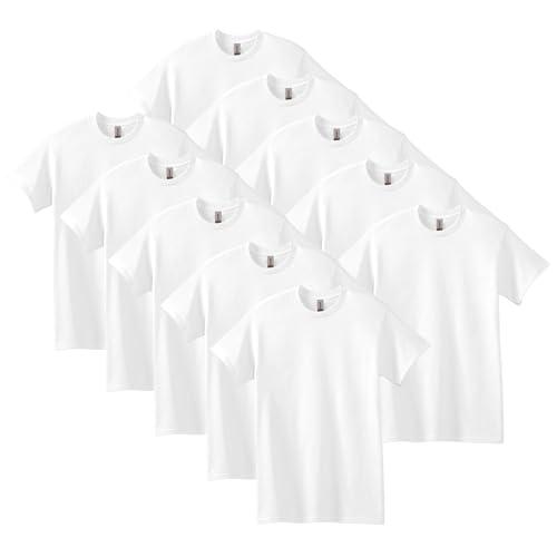 Gildan Mens Heavy Cotton T-Shirt, Style G5000, Multipack, White, Small US 10 Pack