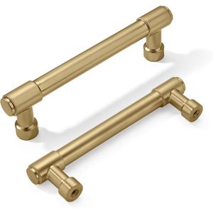khtumeware 6 Pack 3-3/4 Inch(96mm) Champagne Bronze Cabinet Pulls Satin Brass Cabinet Handles Gold Kitchen Cabinet Hardware for Cupboard Drawer Pulls Dresser Handle
