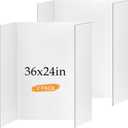 2 Pack Trifold Poster Board 36" x 24", White Corrugated Project Boards for Science Fairs, School Projects, Event Displays