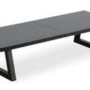 TEAMIX 24 inch Monitor Stand Riser, Black Wood & Steel Computer Monitor Stand with Storage, Laptop, PC, Printer Stand Riser for Desktop Office Desk Organizers