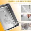Stainless Steel Cat Litter Box with Lid, 24" L x 16" W x 12" H, Extra Large Enclosed Litter Box for Cats, High Sided Anti Leakage, Non-Stick, Includes Stainless Steel Scoop & Cat Mat