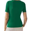 Acmplla Womens Short Sleeve Tops Ribbed Crewneck Slim Fit T Shirts for Women 2025 Summer Business Casual Basic Tee Top Green XL