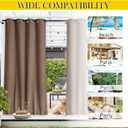 NICETOWN 2 Panels Weighted Blackout Curtains for Patio Waterproof, Grommet & Back Tab on Top & Bottom Windproof Blackout Outdoor Curtains for Porch with Bouns Rope for Fixed, Tan, W84 x L84