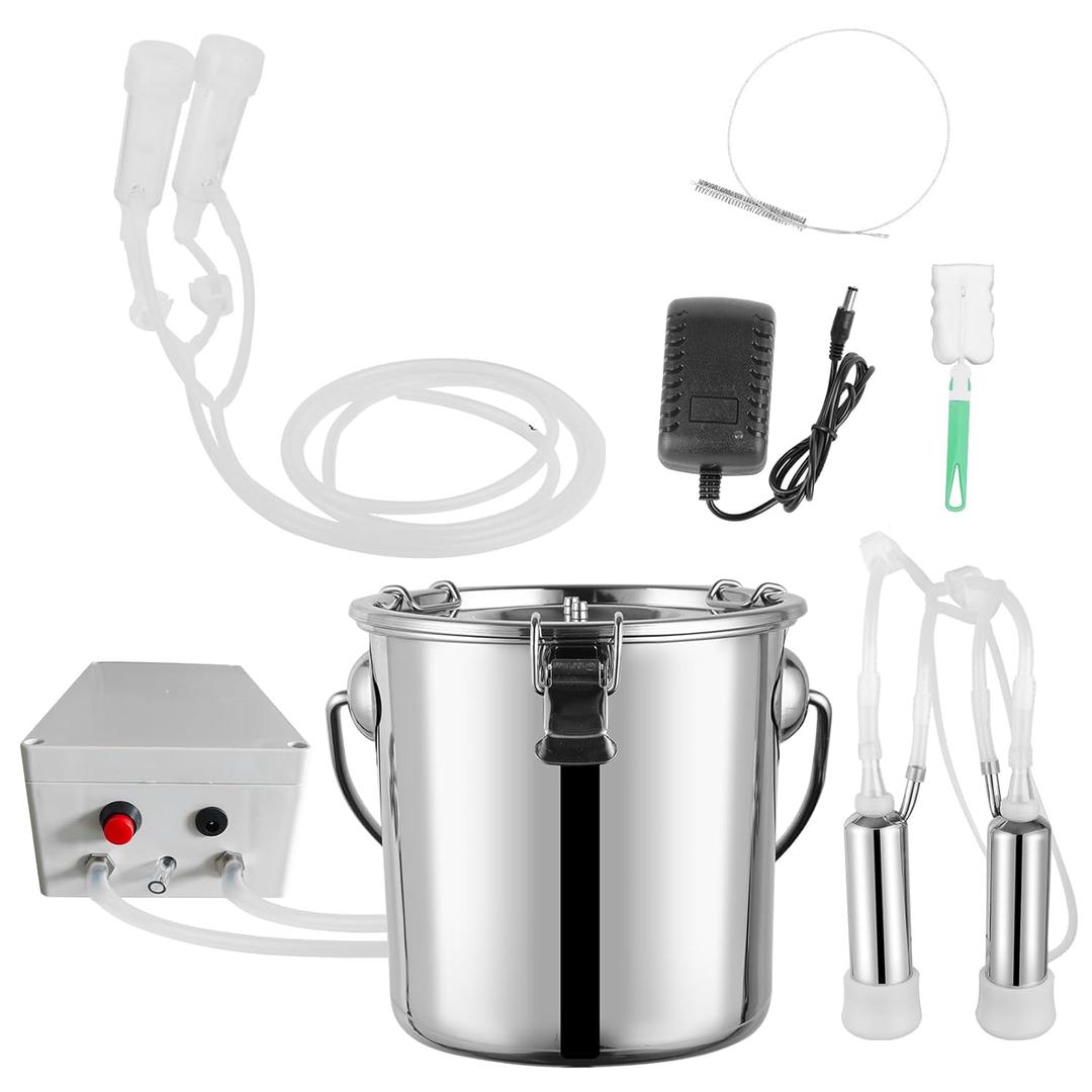 Double Cup Milk Pump for Cows and Sheep, Portable Pulsating Milking Machine with Nipple, 3 Liters Large Capacity, Easy to Clean Food Grade Material, Suitable for Family Farm Use