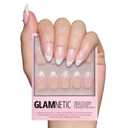 Glamnetic Press On Nails - French Pearl | Glossy, Short Almond French Tip Fake Nails with 3D Accents, Salon Quality | 15 Sizes - 30 Nail Kit with Glue