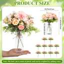 Reallnaive 30 Pack Artificial Flowers Table Centerpieces Decorations with Vase Wedding Mason Jar 20 Bundles Silk Floral Bouquet 10 Clear Vase with 1 Pcs Rope for Party Decor(Dahlia,Pink)