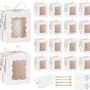 PH PandaHall 50pcs Candle Gift Boxes, Transparent White Paper Gift Boxes 3x3x4inch Small Packaging Box with Tags and Ropes for 10oz Candle Jar, Wedding Party Christmas Birthday Decoration