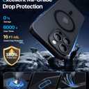 Magnetic for iPhone 16 Pro Case,Upgraded [Full Camera Protection][Compatible with Magsafe][Military Grade Drop Protection] Shockproof Slim Translucent Matte Phone Case for iPhone 16 Pro,Black