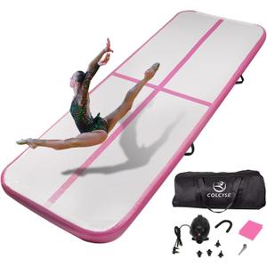 Inflatable Gymnastics Tumbling Mat, 4/8 Inch Thick 10/13/16/20/23FT Training Mat with Electric Air Pump, Non-Slip Waterproof PVC for Home Gym Outdoor Cheerleading Yoga Taekwondo