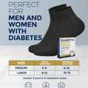 Pembrook Ankle Diabetic Socks for Women and Men - 6 Pairs | Low Cut Neuropathy Socks for Women | Smooth Toe Seams (Black)