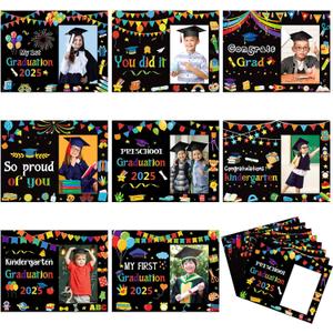 40 Pcs Kindergarten Graduation Picture Frames My First Graduation Paper Photo Frame Gifts Cardboard 2025 Pre-k Preschool Photo Display for Kids Children Congrats Grad Decor(Dark Color)