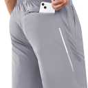 NORTHYARD Men's 7" Athletic Running Shorts with Zipper Pockets Quick Dry Lightweight Workout Gym Short (Gray, L)
