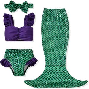 12 Month Infant Baby Girl Mermaid Ruffled Swimsuit Bathing Suits Two Piece Bikini Set Swimwear Beachwear 12-18 Months