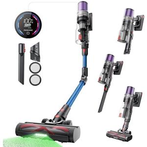 Proscenic Cordless Vacuum Cleaner, 45Kpa 55Mins Runtime, 180°Bendable Wand, Vacuum Cleaners for Home with Green Light, Anti-Tangle Brush, Rechargeable Lightweight Stick Vacuum for Pet Hair, P16(Blue)
