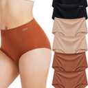 Womens Underwear Seamless Full Coverage Breathable Briefs No Show Silky Stretch High Waisted Ladies Panties 6 Pack (XL)