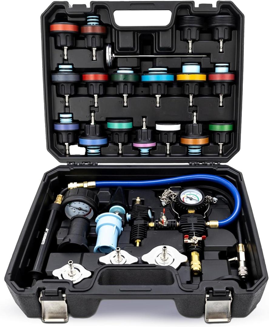 Mishimoto MMTL-CPT-28 Coolant Pressure Tester and Vacuum Refill Kit, 28-Piece Universal Fit, Black