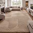 Brown Geometric 9x12 Solid Area Rug, Washable Living Room Rug