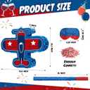 Jenaai Airplane Piata 16 x 12 x 3 Inch Plane Piata Bundle with Stick Blindfold and Confetti Patriotic Themed Party Gift for Boys Girls Plane Birthday Party Game Favors