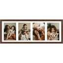 decorUhome 8x22 Picture Frames Collage Wall Decor, Display 4Pcs 5x7 Photos with Mat or 1Pcs 8x22 Unmatted, 4 5x7 Collage Picture Frames for Wall Mounting, Brown