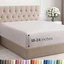 Extra Deep King Fitted Sheet - Hotel Luxury Single Fitted Sheet Only - Easily Fits 18 inch to 24 inch Mattress - Ultra Soft, Wrinkle & Fade Free w/Extra Deep Pockets - Breathable & Comfy - Light Grey