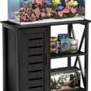 20-29 Gallon Fish Tank Stand, Aquarium Stand with Cabinet Accessories Storage, Heavy Duty Metal Frame, 31.49" L*15.74" W Tabletop, 330LBS Capacity, Black PG07YGB