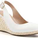 Lvemas Womens Espadrilles Wedge Sandals Closed Toe Slingback Wedges Pumps Platform Heeled Sandal, White, Size 9.5