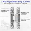 2Pcs 6 inch Hidden Door Hinges -Invisible Hinges for Doors, 180 Degree Swing Concealed Hinges, 3 Way Adjustable & Heavy Duty (‎Silver)