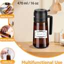 Oil Sprayer for Cooking-2 in 1 Olive Oil Dispenser, 16oz/470ml Oil Dispenser Light Blockage for Air Fryer, BBQ,Salad, Frying, Barbecue (2Brown Bottle Black Cap)