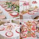 SHACOS 100 pcs Christmas Disposable Round Paper Placemats 13 inch Colored Paper Place Mats for Wedding Birthday Party Bridal Baby Shower Table Decoration, Red