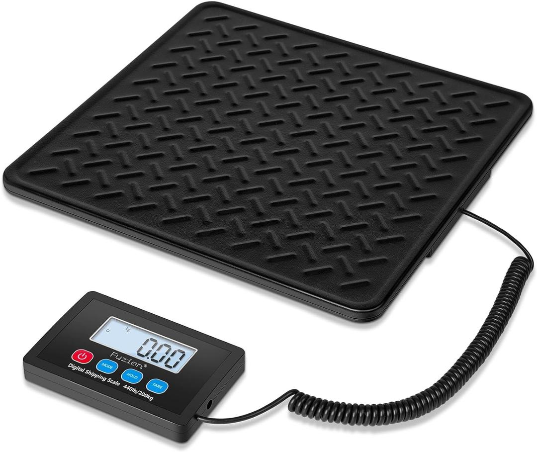 Fuzion Shipping Scale, 440LB x 10g High Accuracy Digital Postal Scale, Durable Alloy Steel Platform, Heavy Duty Scale for Packages, Postage, Luggage, Battery and AC Adapter Powered (PS4B Pro)