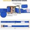 E-Track Ratchet Straps (18-Pack) - 2" x 15.3 FT Professional Fleet Management Tie Downs with E-Track Fittings, 4500 lbs Break Strength for Organized Logistics, Cargo Vans & Enclosed Trailers-Blue, 18 Pcs