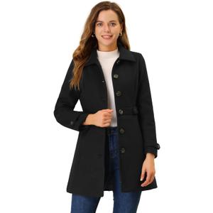 Allegra K Women's Winter Classic Outwear Overcoat with Pockets Single Breasted Pea Coat, Size: Small