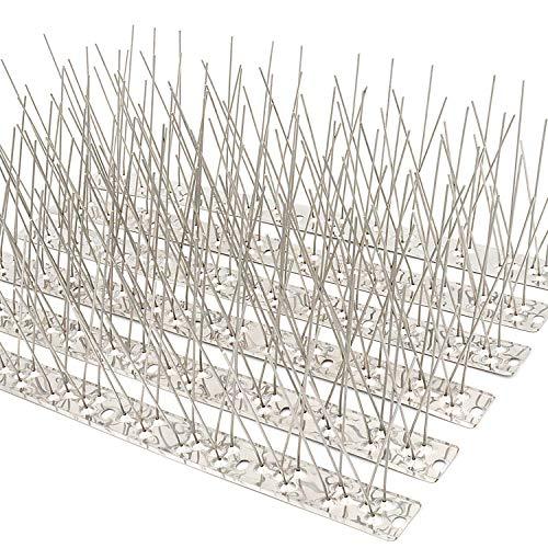 QIEGL Bird Spikes for Pigeons 304 Stainless Steel Small Birds Anti Bird Spike Metal Bird Deterrent Spikes Fence Spikes Cover 25 Feet (23 Pack Uninstalled)