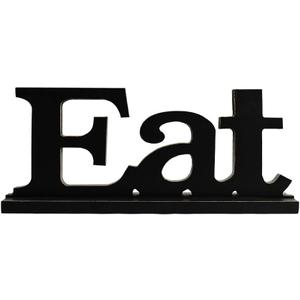 Linfevisi Black Wood Eat Sign Standing Block Letters Sign Rustic Freestanding Wood Word Decor Decorative Eat Table Sign Cutout Word Art Eat Shelf Decor (Black Eat Sign)