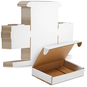 50 Pack White Corrugated Cardboard Shipping Boxes 6x4x1, Bulk Foldable Mailers for Packaging, Packing