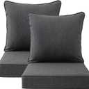 Outdoor Deep Seat & Back Cushion Set (2-Pack), 24 x 24 Inch Water Repellent and Fade Resistant Patio Furniture with Removable Cover for Outside Sofa Couch, Charcoal