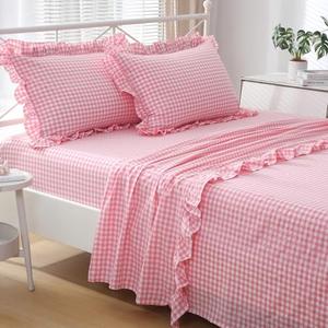 K MASANIJI Coral Pink White Plaid Ruffle Gingham Sheets Queen Size 2 Pcs, 300TC 100% Yarn Dyed Cotton Sheets Deep Pocket Farmhouse Plaid Decorative Bedding(Coral Pink/White Plaid, Queen) K MASANIJI Coral Pink White Plaid Ruffle Gingham Sheets Queen Size 2 Pcs, 300TC 100% Yarn Dyed Cotton Sheets Deep Pocket Farmhouse Plaid Decorative Bedding(Coral Pink/White Plaid, Queen)