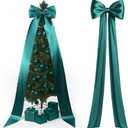 118x28 Inch Extra Large Valentine's Day Tree Topper Bow Wedding Giant Satin Bow Decoration with Long Streamers Huge Oversized Topper Decor for Tree Holiday Party Door Wall(Green,Satin)