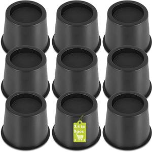 9 Pack Furniture Risers 4 Inch, Bed Risers Heavy Duty for Table Desk Couch Chair Sofa Cabinet Bed Frame Dorm, Round Table Leg Risers Lift Height 3.4", Black