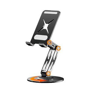 Briteroh All-Metal Cell Phone Stand 360° Rotatable & Height Adjustable - 25KG Super Load-Bearing, Foldable Desk Stand for Phone & Tablet, Compatible with iPhone 17/16/15/14, Nintendo Switch (Black)