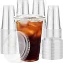 Plastic Cups with Lids 16 oz 100 pack, Clear Disposable Iced Coffee Cups with Strawless Sip Lids, Drink Cup for Cold Drinks, Iced Coffee