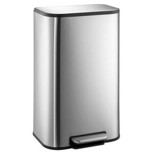 GlowSol Kitchen Trash Can, 8 Gallon Stainless Steel Garbage Can, Step On Trash Can with Quiet Close Lid & Inner Bucket for Kitchen Office (30 Liter)