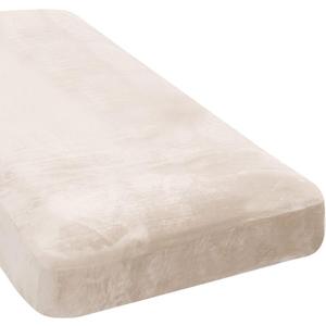 H.VERSAILTEX Velvet Stretch Individual Chaise Cover Sectional Couch Covers for L Shaped Sofa Both Left/Right Furniture Protector Seat Cushion Sofa Cover (1 Piece Chaise Cover, Ivory)
